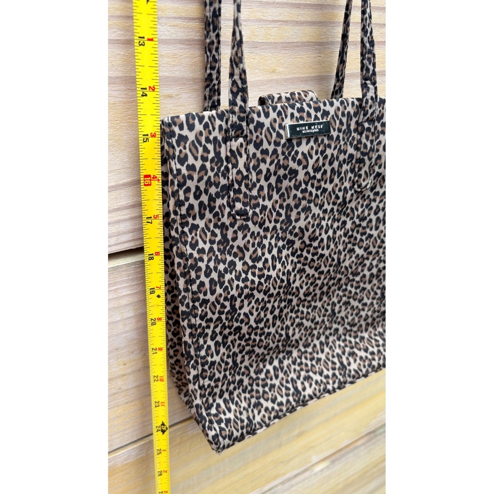 Nine West Leopard Print Tote Bag Small Shoulder Bag Brown Black Animal Print - Picture 6 of 9
